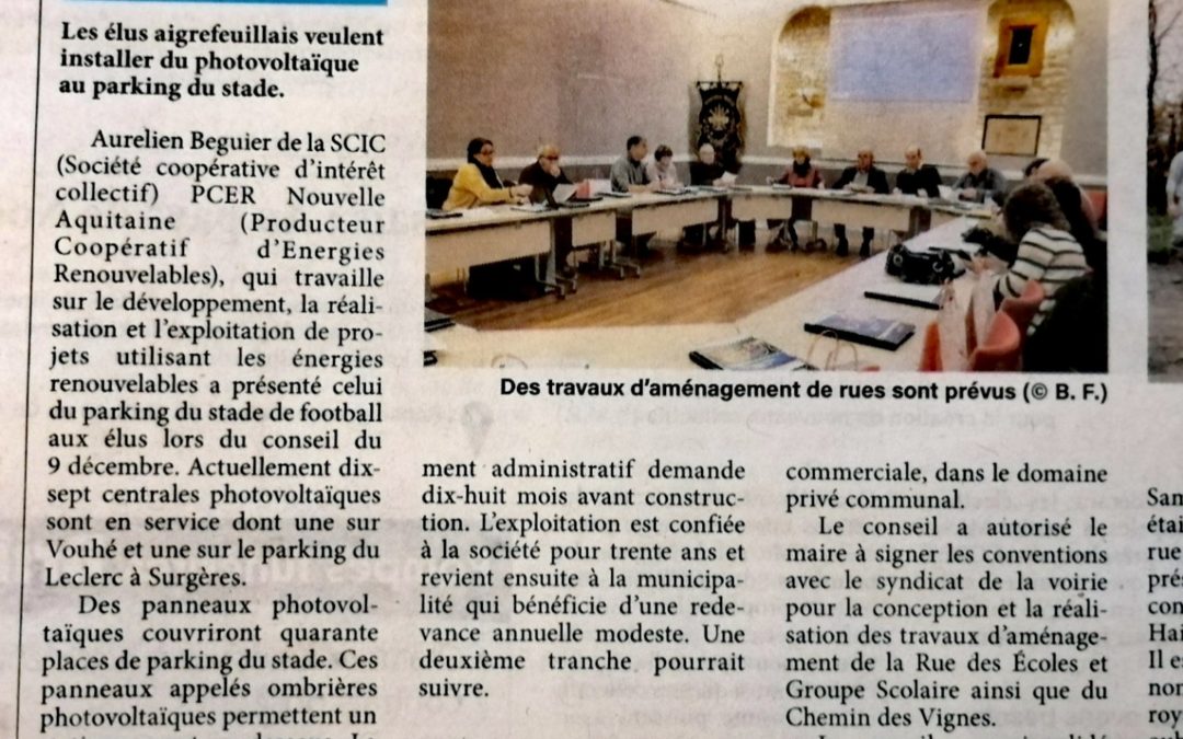 Aigrefeuille d’Aunis (17) – une ombrière photovoltaïque au stade